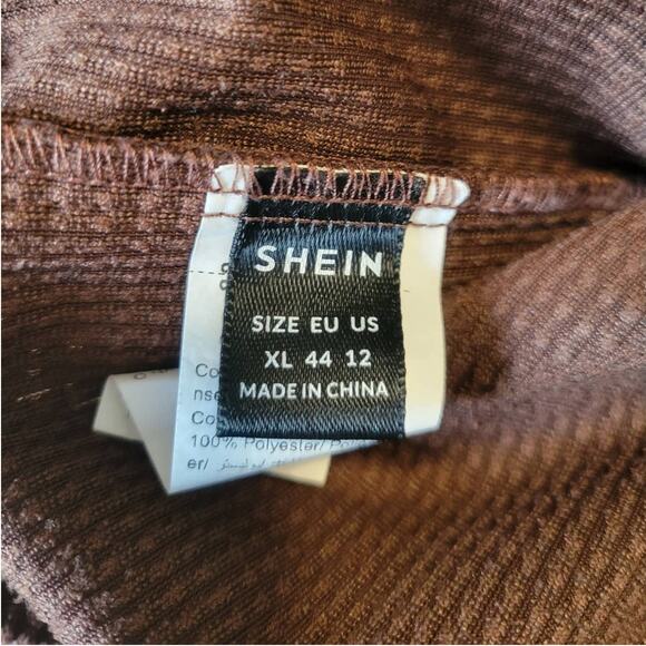 SHEIN Women's XL Oversize Jacket Shacket Brown Button Up - Picture 4 of 5